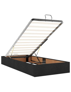 Struttura Letto Pouf con Materassi Nero 160x200 cm in Tessuto