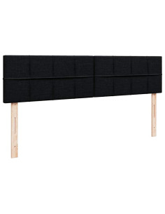 Struttura Letto Pouf con Materassi Nero 160x200 cm in Tessuto