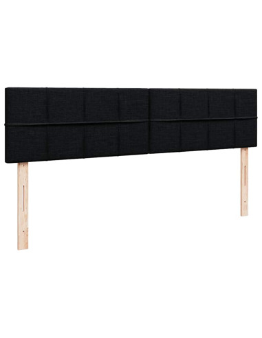 Struttura Letto Pouf con Materassi Nero 160x200 cm in Tessuto