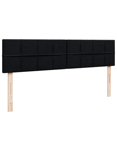 Struttura Letto Pouf con Materassi Nero 160x200 cm in Tessuto