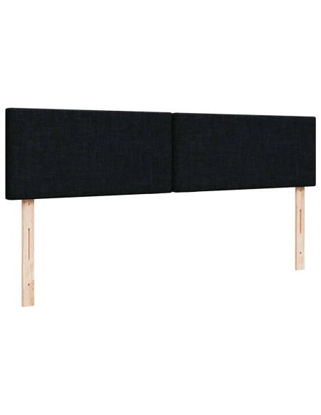 Struttura Letto Pouf con Materassi Nero 160x200 cm in Tessuto