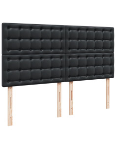 Struttura Letto Pouf con Materassi Nero 200x200 cm Similpelle