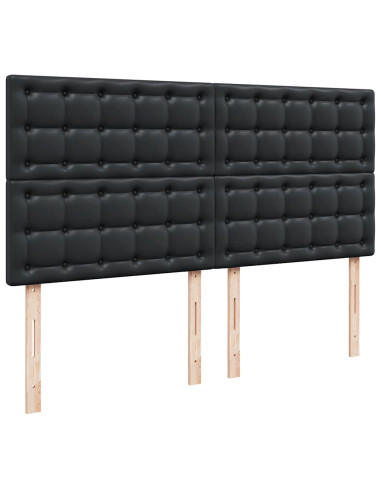 Struttura Letto Pouf con Materassi Nero 200x200 cm Similpelle