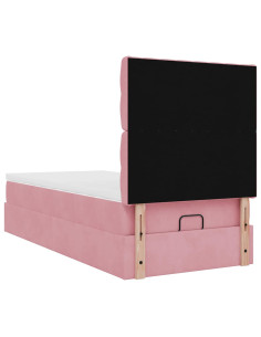 Struttura Letto Pouf con Materassi Rosa 90x190 cm in Velluto
