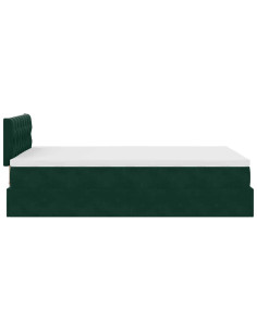 Pouf Letto con Materasso Verde Scuro 120x190 cm Velluto
