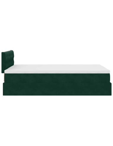 Pouf Letto con Materasso Verde Scuro 120x190 cm Velluto