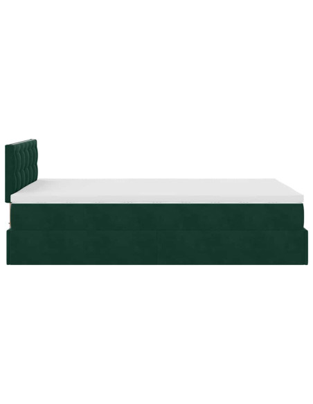 Pouf Letto con Materasso Verde Scuro 120x190 cm Velluto