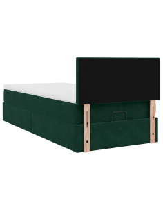 Pouf Letto con Materasso Verde Scuro 120x190 cm Velluto