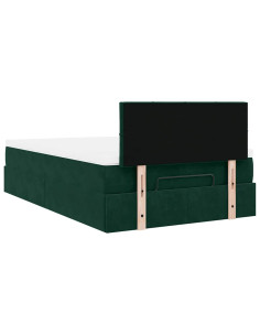 Pouf Letto con Materasso Verde Scuro 120x190 cm Velluto