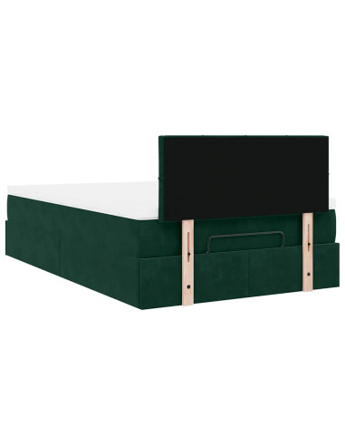 Pouf Letto con Materasso Verde Scuro 120x190 cm Velluto