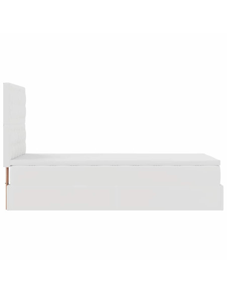 Letto Pouf con Materasso Bianco 100x200 cm Similpelle