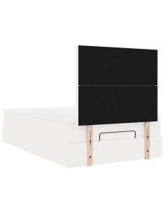 Struttura Letto Pouf con Materasso Bianco 120x190 cm Similpelle