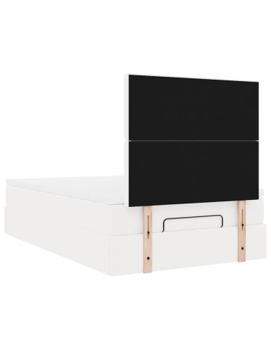 Struttura Letto Pouf con Materasso Bianco 120x190 cm Similpelle