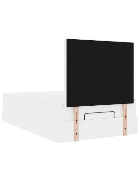 Struttura Letto Pouf con Materasso Bianco 120x190 cm Similpelle