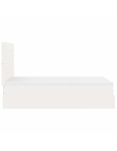 Struttura Letto Pouf con Materasso Bianco 120x190 cm Similpelle