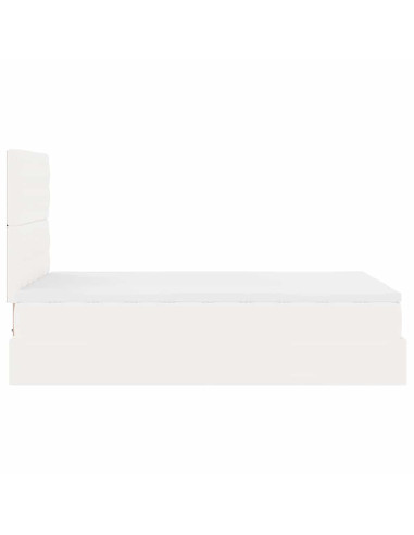 Struttura Letto Pouf con Materasso Bianco 120x190 cm Similpelle