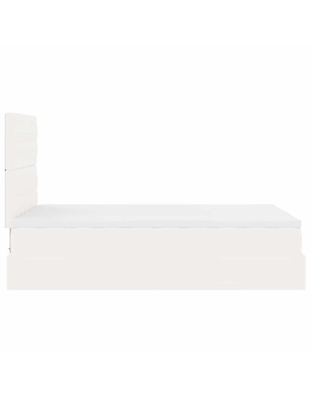 Struttura Letto Pouf con Materasso Bianco 120x200 cm Similpelle