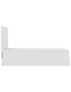 Letto Pouf con Materasso Bianco 90x200 cm Similpelle