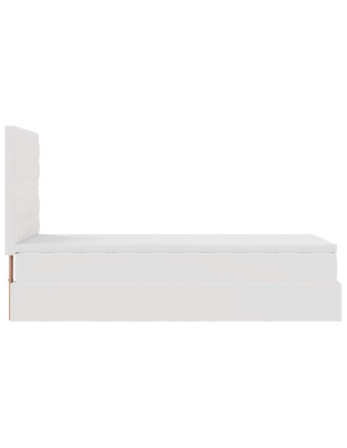 Letto Pouf con Materasso Bianco 90x200 cm Similpelle