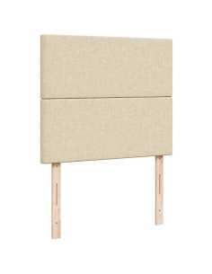 Struttura Letto Pouf con Materasso Crema 120x190 cm in Tessuto