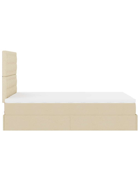 Struttura Letto Pouf con Materasso Crema 120x200 cm in Tessuto