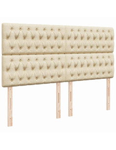 Struttura Letto Pouf con Materasso Crema 180x200 cm in Tessuto