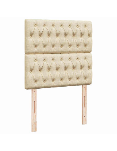 Struttura Letto Pouf con Materasso Crema 90x190 cm in Tessuto