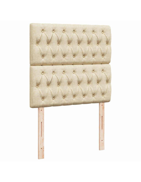 Struttura Letto Pouf con Materasso Crema 90x190 cm in Tessuto