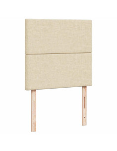 Struttura Letto Pouf con Materasso Crema 90x190 cm in Tessuto