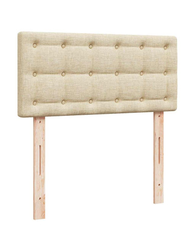 Struttura Letto Pouf con Materasso Crema 90x190 cm in Tessuto