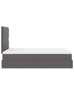Struttura Letto Pouf con Materasso Grigio 120x190 cm Similpelle