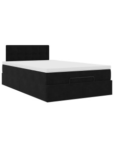 Pouf Letto con Materasso e LED Nero 120x190cm in Velluto