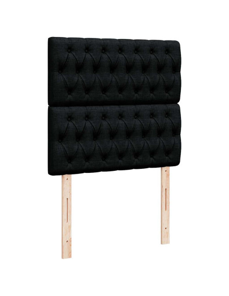 Pouf Letto con Materasso e LED Nero 80x200cm in Tessuto