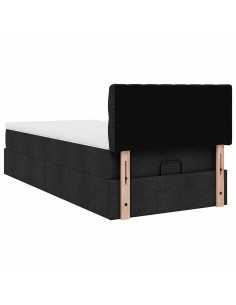 Struttura Letto Pouf con Materasso Nero 80x200 cm in Tessuto