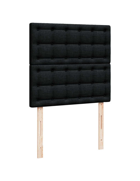 Struttura Letto Pouf con Materasso Nero 90x190 cm in Tessuto