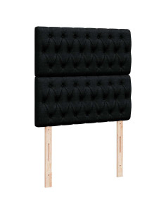 Struttura Letto Pouf con Materasso Nero 90x190 cm in Tessuto