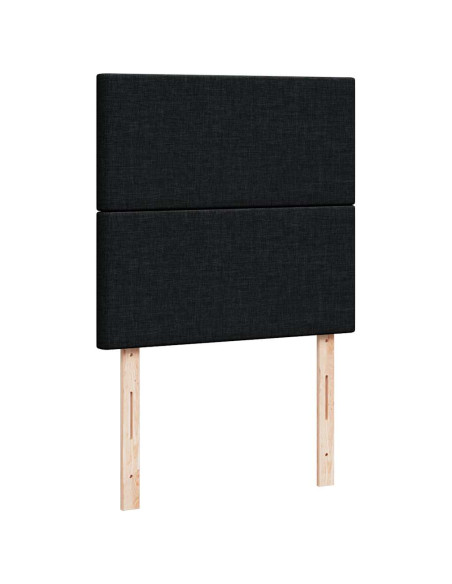 Struttura Letto Pouf con Materasso Nero 90x190 cm in Tessuto