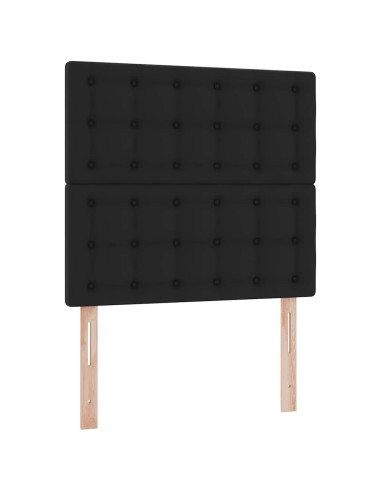 Struttura Letto Pouf con Materasso Nero 90x190 cm Similpelle