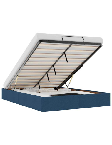 Struttura Letto Pouf senza Materasso Blu 140x190 cm in Tessuto