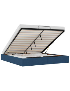 Struttura Letto Pouf senza Materasso Blu 200x200 cm in Tessuto