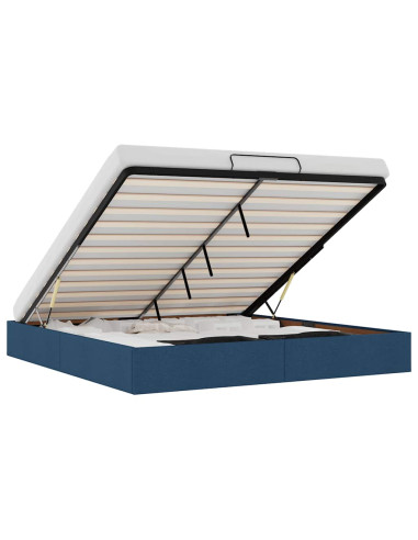 Struttura Letto Pouf senza Materasso Blu 200x200 cm in Tessuto