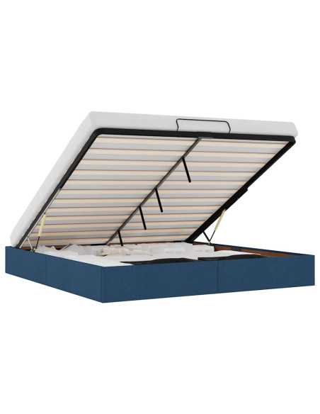 Struttura Letto Pouf senza Materasso Blu 200x200 cm in Tessuto