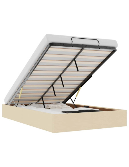 Struttura Letto Pouf senza Materasso Crema 120x200 cm Tessuto