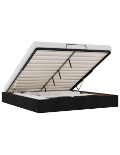 Struttura Letto Pouf senza Materasso Nero 200x200 cm in Tessuto