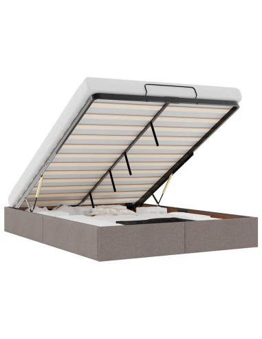 Struttura Letto Pouf senza Materasso Tortora 140x190 cm Tessuto