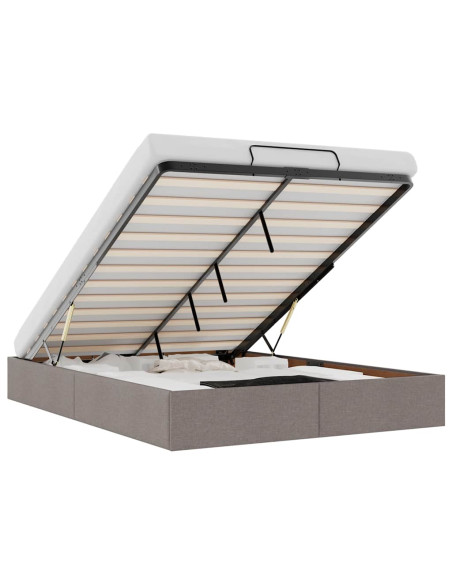 Struttura Letto Pouf senza Materasso Tortora 140x190 cm Tessuto