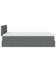 Pouf Letto con Materasso Grigio Scuro 120x190 cm in Tessuto