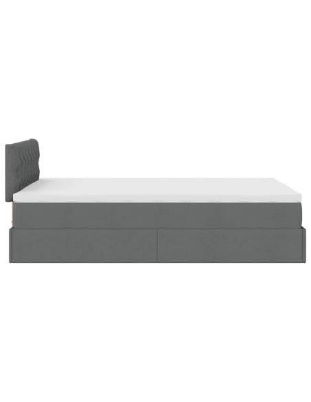 Pouf Letto con Materasso Grigio Scuro 120x190 cm in Tessuto
