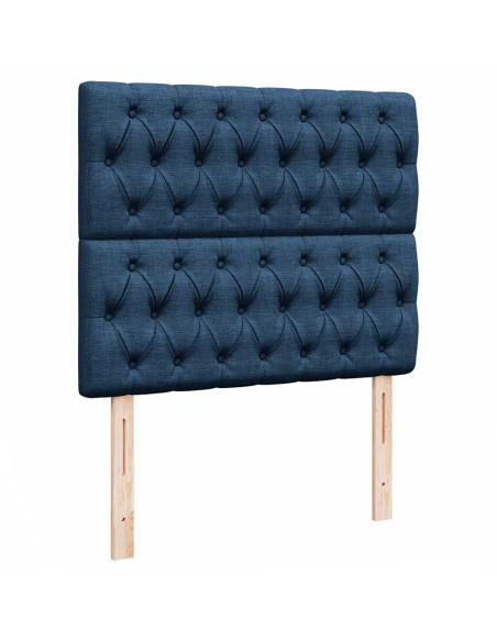 Struttura Letto Pouf con Materasso Blu 120x190 cm in Tessuto