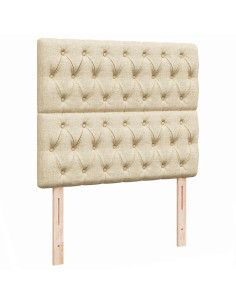 Struttura Letto Pouf con Materasso Crema 120x190 cm in Tessuto